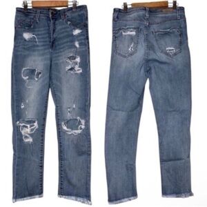 Buckle Faded Blue Ripped Cropped Jeans